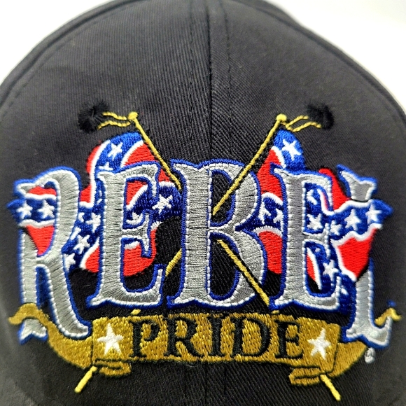 CSI Headwear Embroidered Rebel Pride Black Baseball Hat/Cap Hook & Loop Closure - Picture 8 of 11